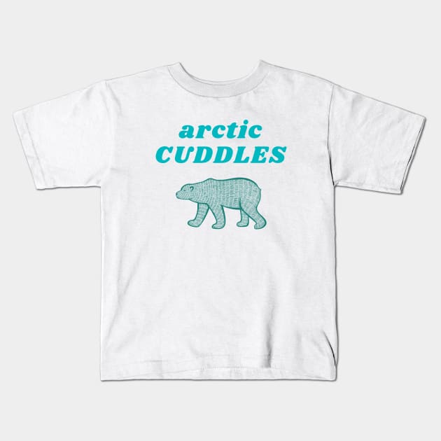 Arctic Cuddles, Cute Polar Bear Design Kids T-Shirt by Green Paladin